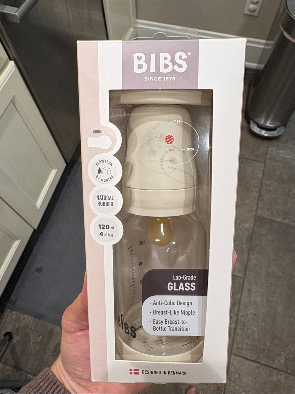 New in Box Bibs Glass 4 oz Bottle